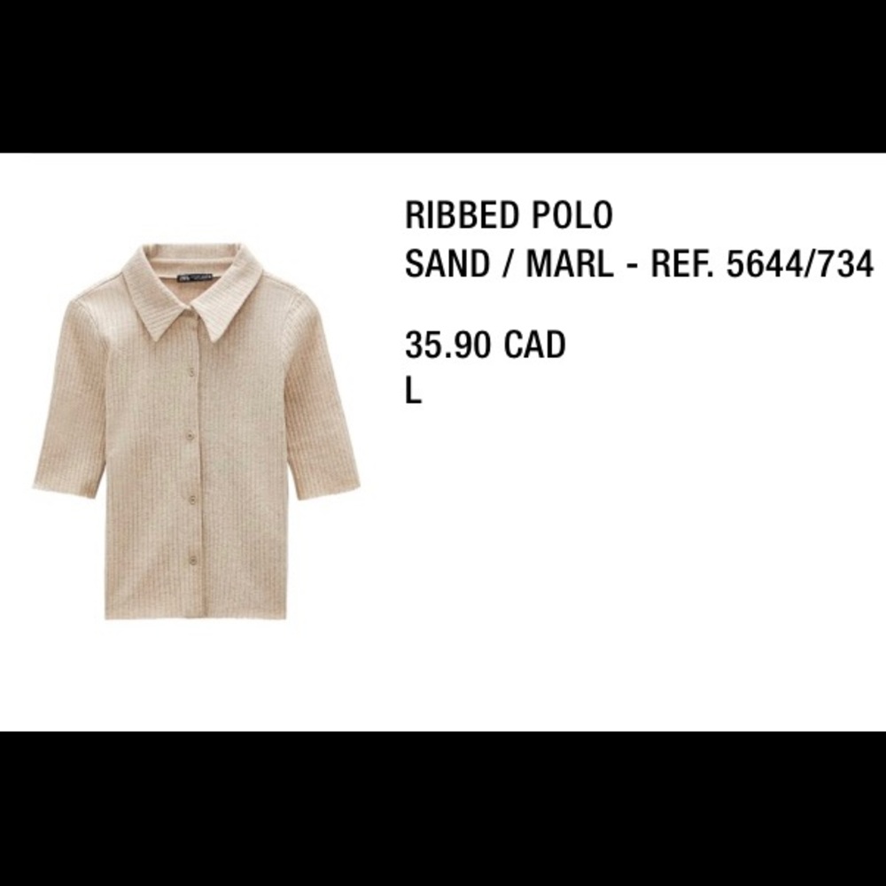 Zara Ribbed Oatmeal Heather Polo